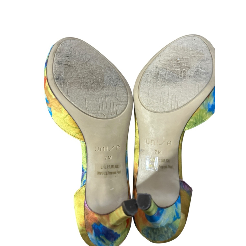 Women's Unisa Heels Size 7 Jubilee Watercolor Floral Peep Toe Pumps - Picture 6 of 8